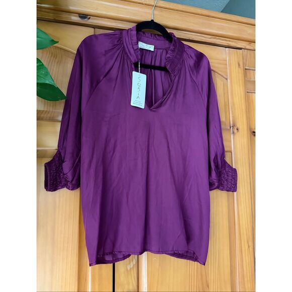 Sofia Collections Andrea Top One Size Plum Purple Made in Italy NWT - Picture 2 of 9